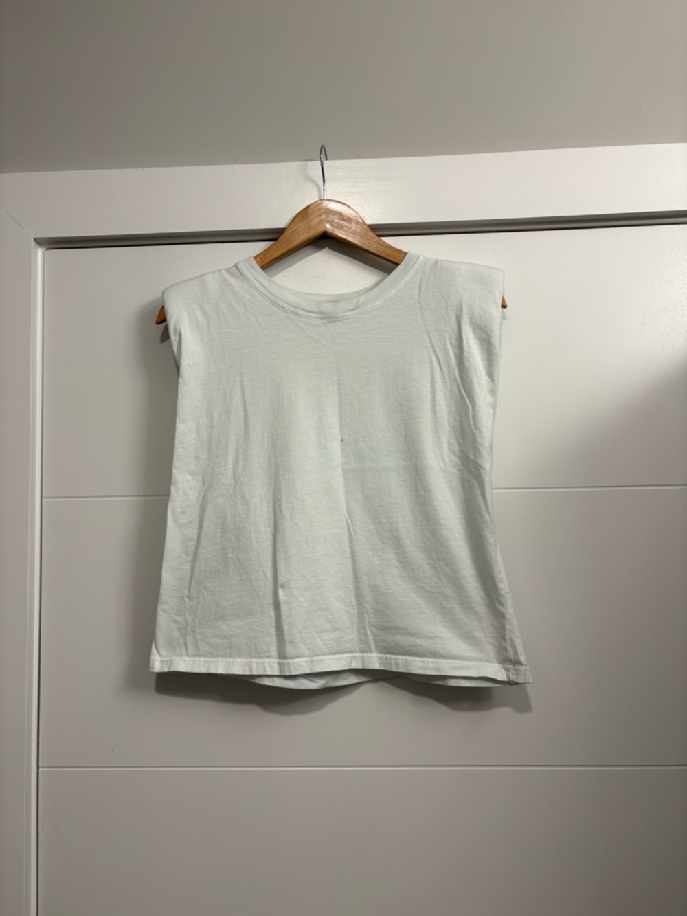 Zara White Shoulder Pad Cut Out Muscle Tee - Picture 3 of 5